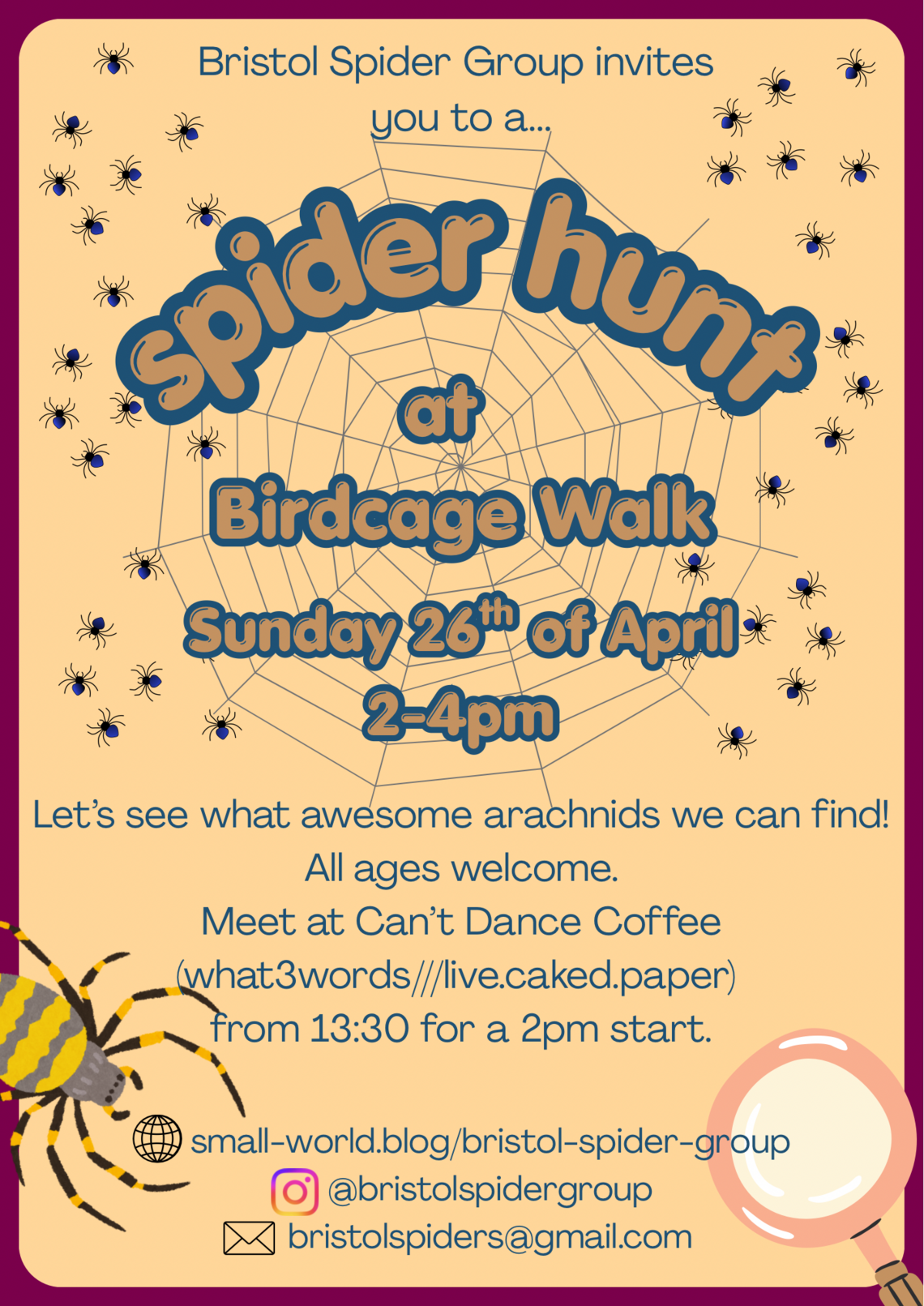 Flyer for SPider Hunt 26 April 2026