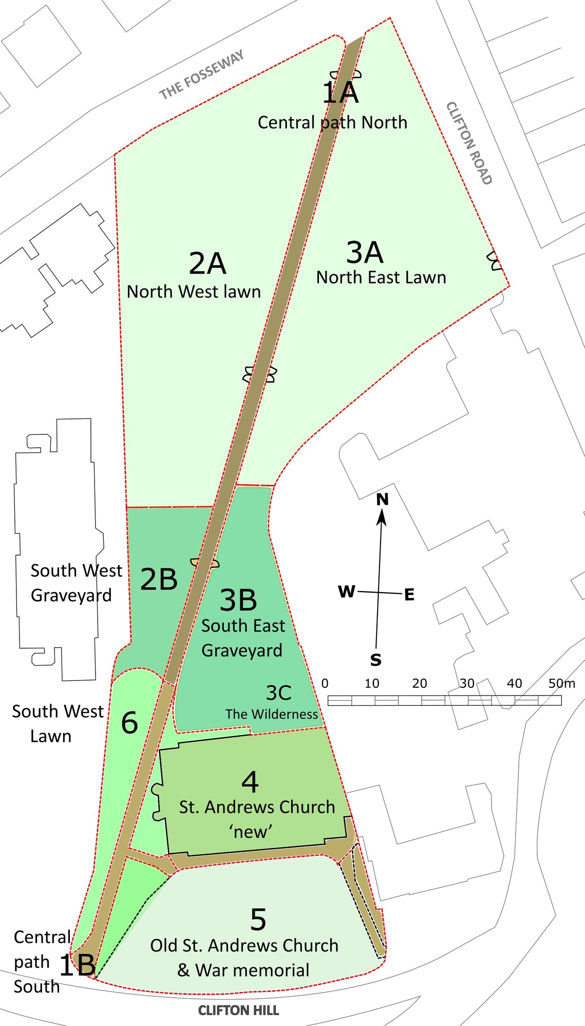 Site areas coloured & named