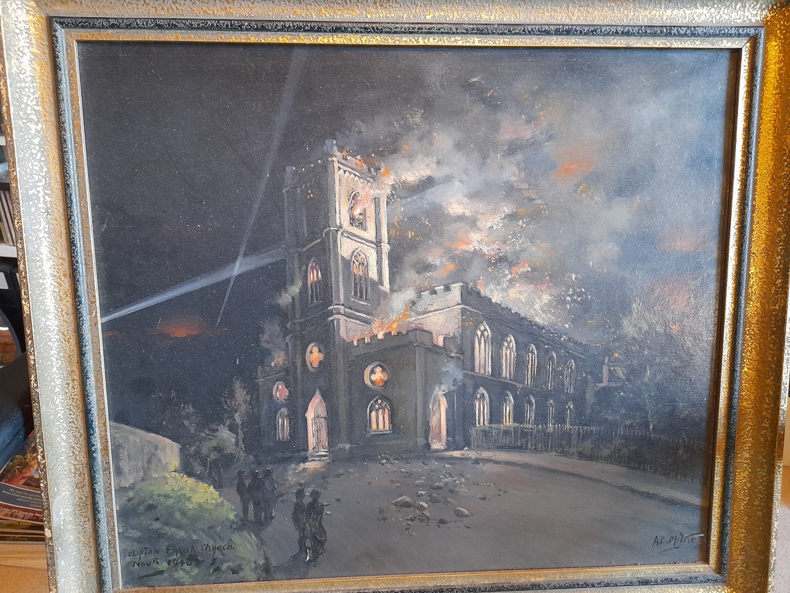 St Andrews on fire - painting